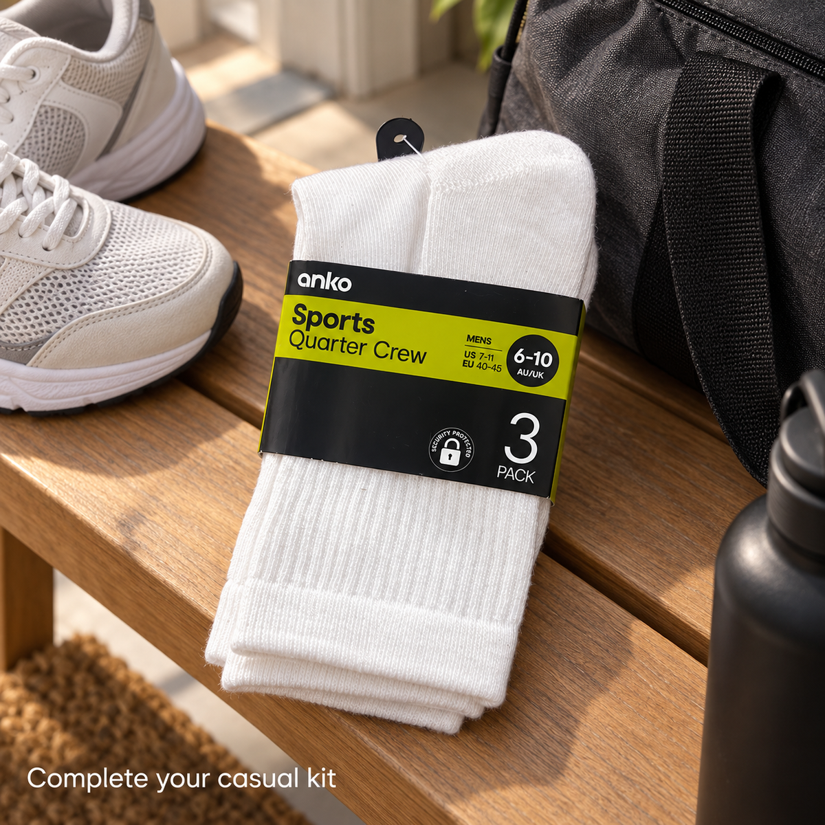Anko Men’s Sports Quarter Crew Socks
