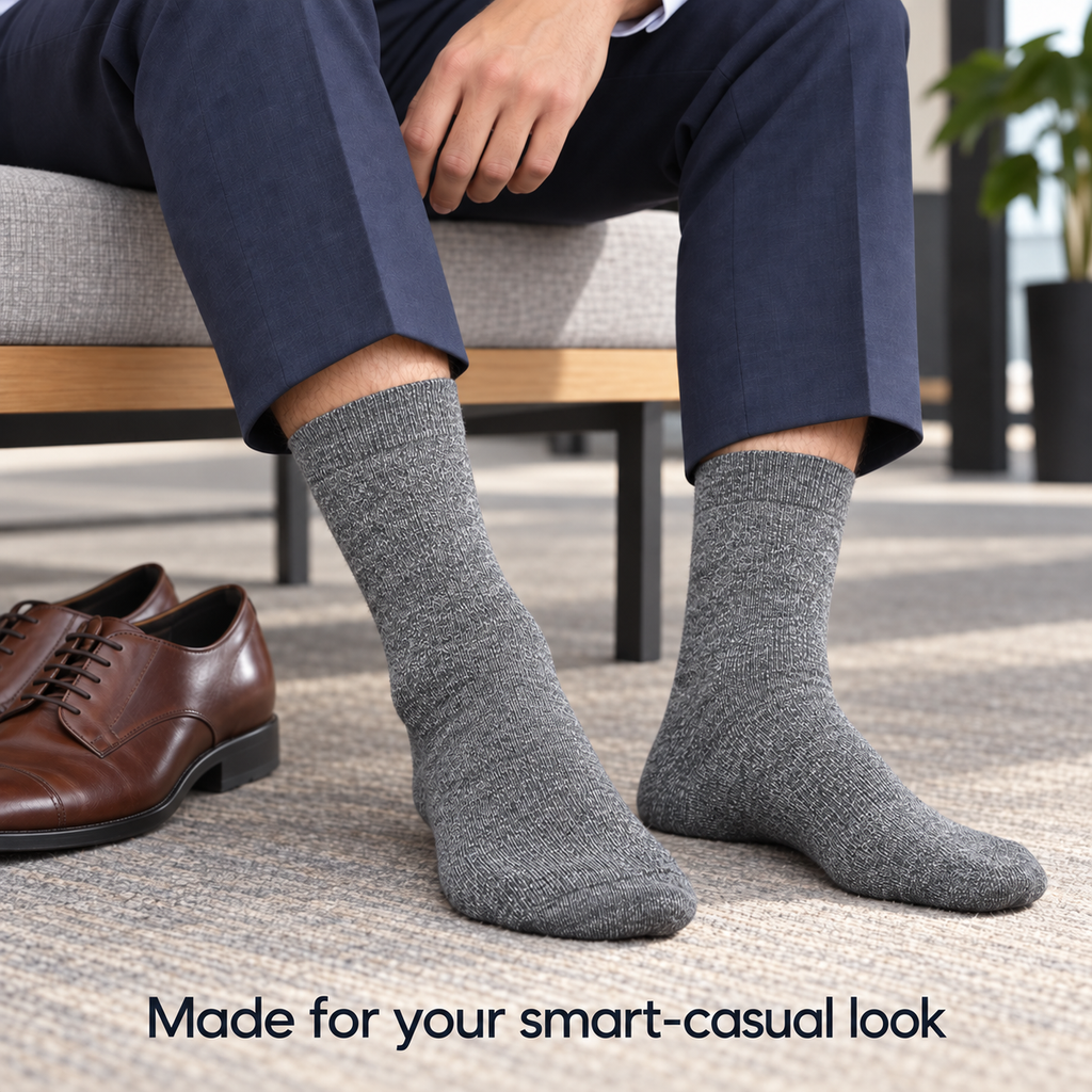 Anko Men’s Business Cotton Crew Socks (Grey)