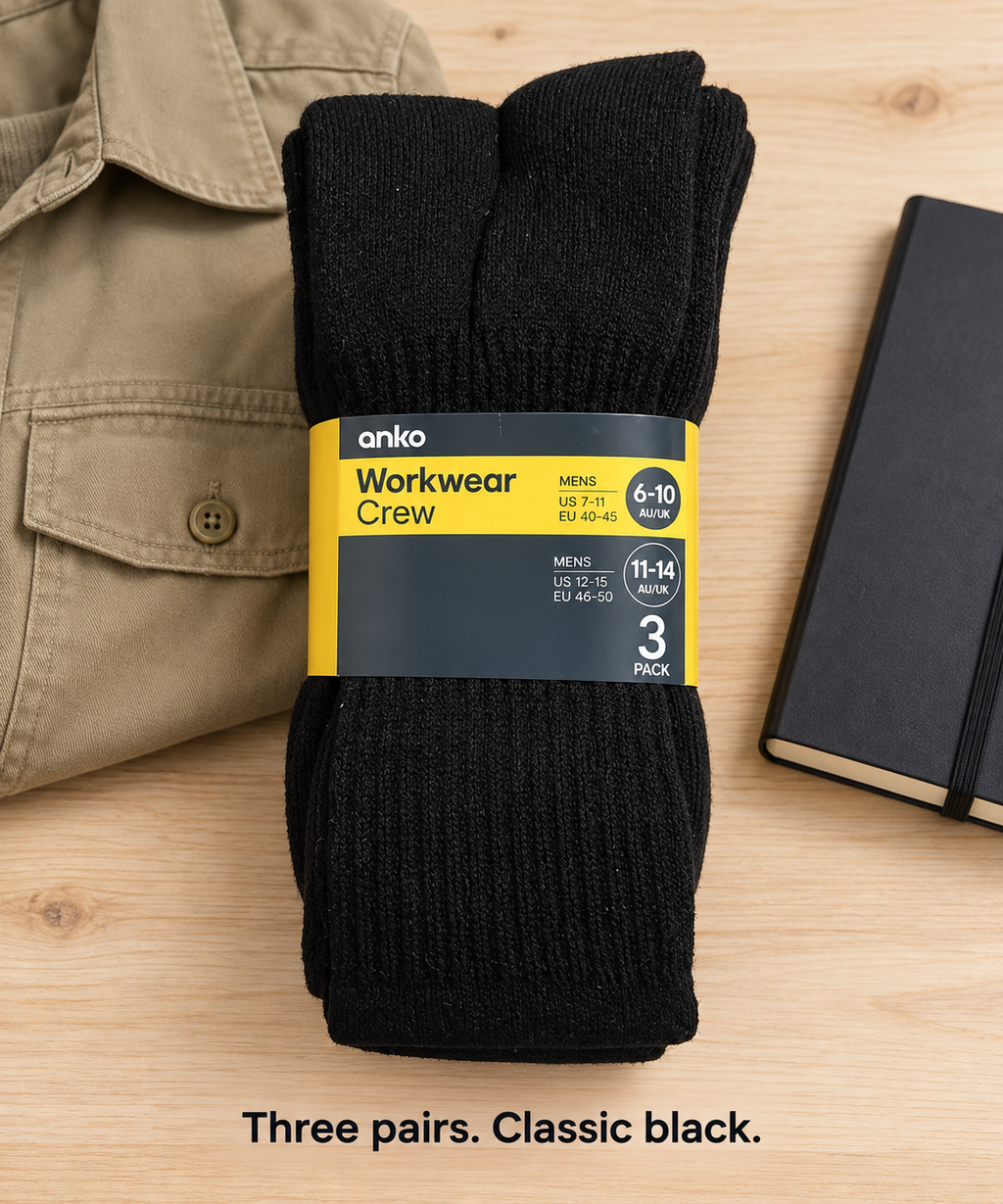 Anko Men’s Workwear Crew Socks