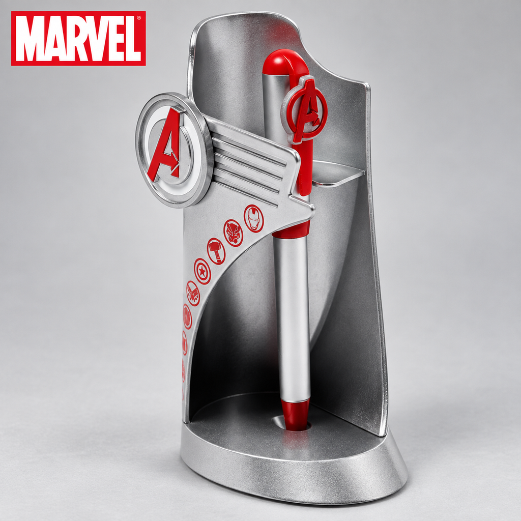 Marvel Avengers Tower Pen with Holder – Silver & Red