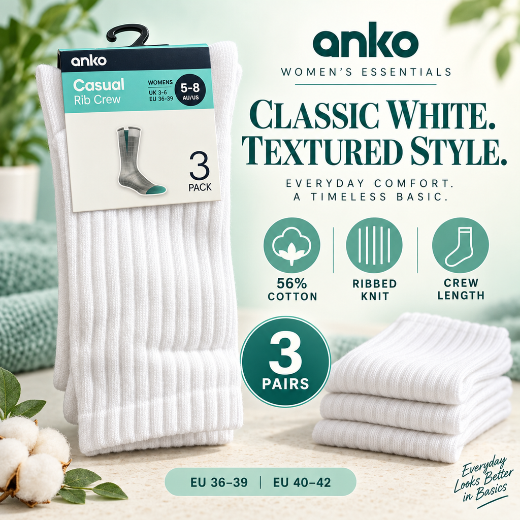 Anko Women’s Casual Rib Crew Socks