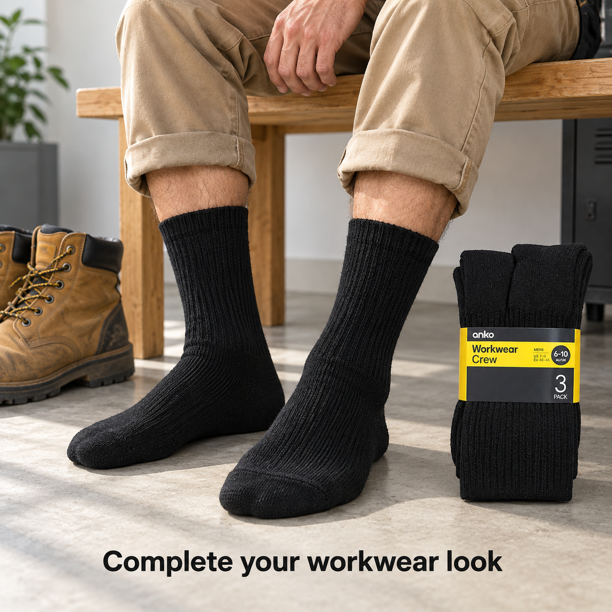 Anko Men’s Workwear Crew Socks