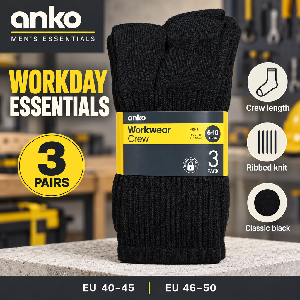 Anko Men’s Workwear Crew Socks