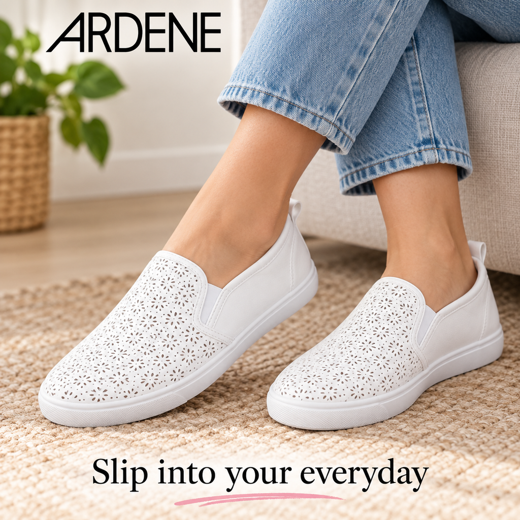 ARDENE Women’s White Floral Slip-On Shoes