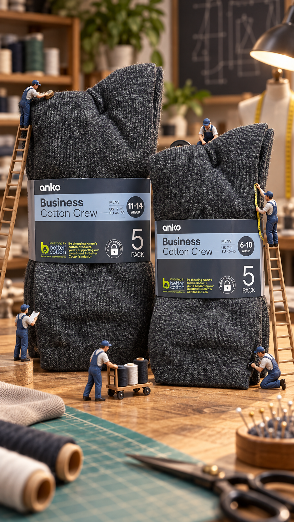 Anko Men’s Business Cotton Crew Socks (Grey)