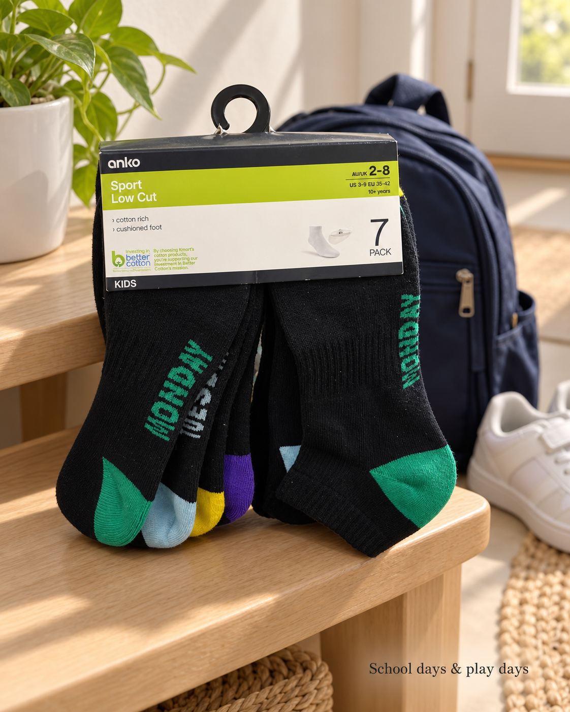 7-pack of Anko Kids Sport Low Cut Socks (Days)