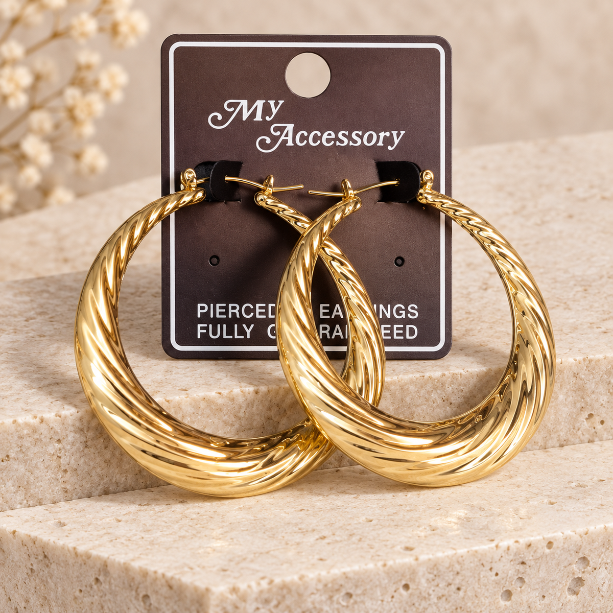 My Accessory Gold-Tone Twisted Hoop Earrings