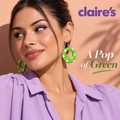 Claire’s Green & White Polka Dot Drop Earrings