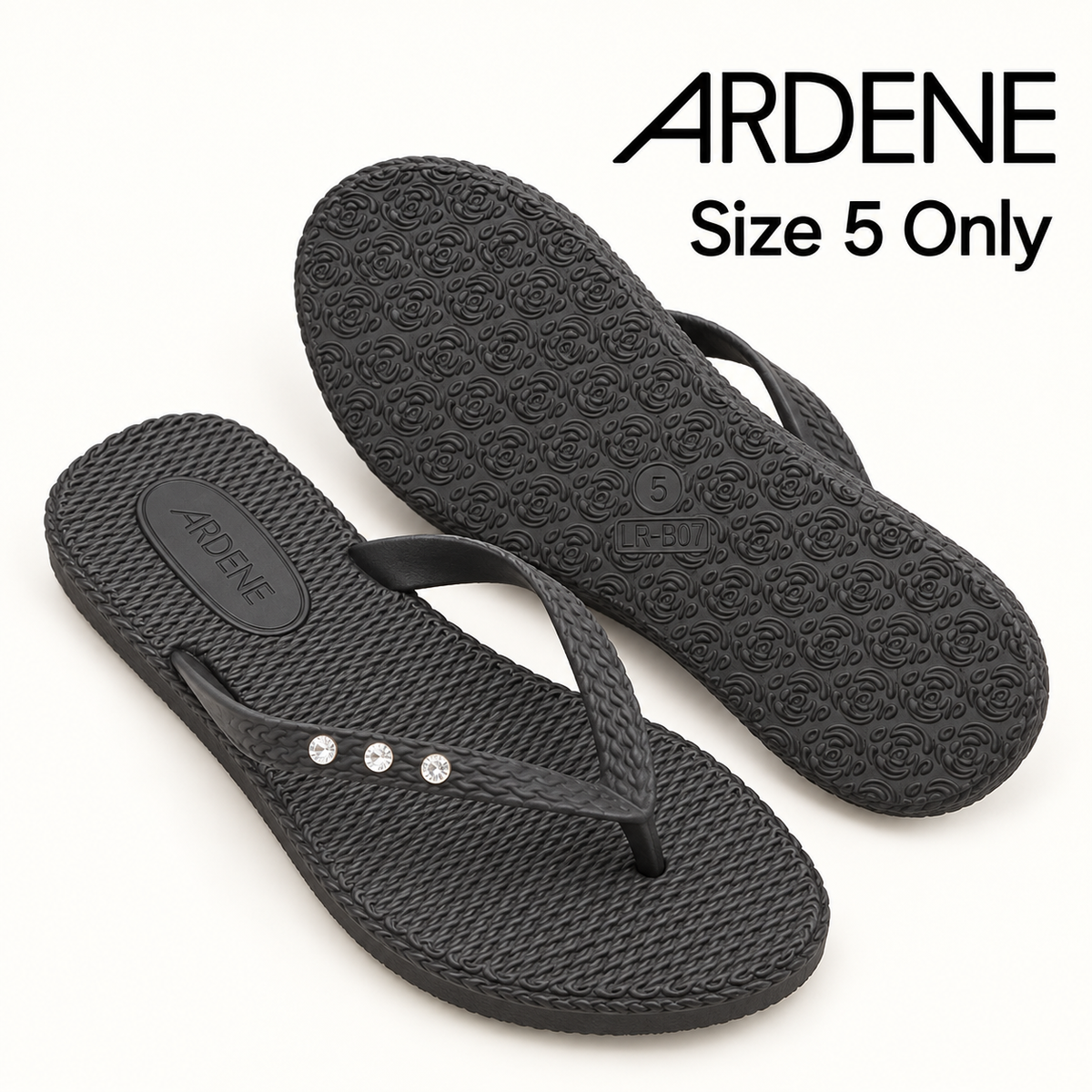 ARDENE Black Rhinestone Flip-Flops – Size 5