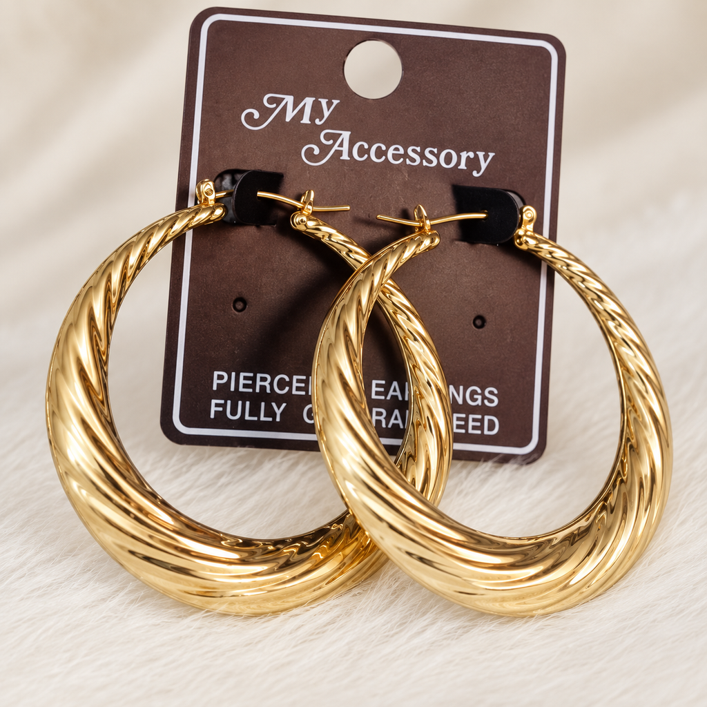 My Accessory Gold-Tone Twisted Hoop Earrings