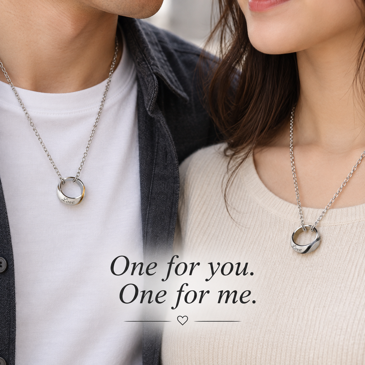 “Love” Ring Pendant Necklace Set