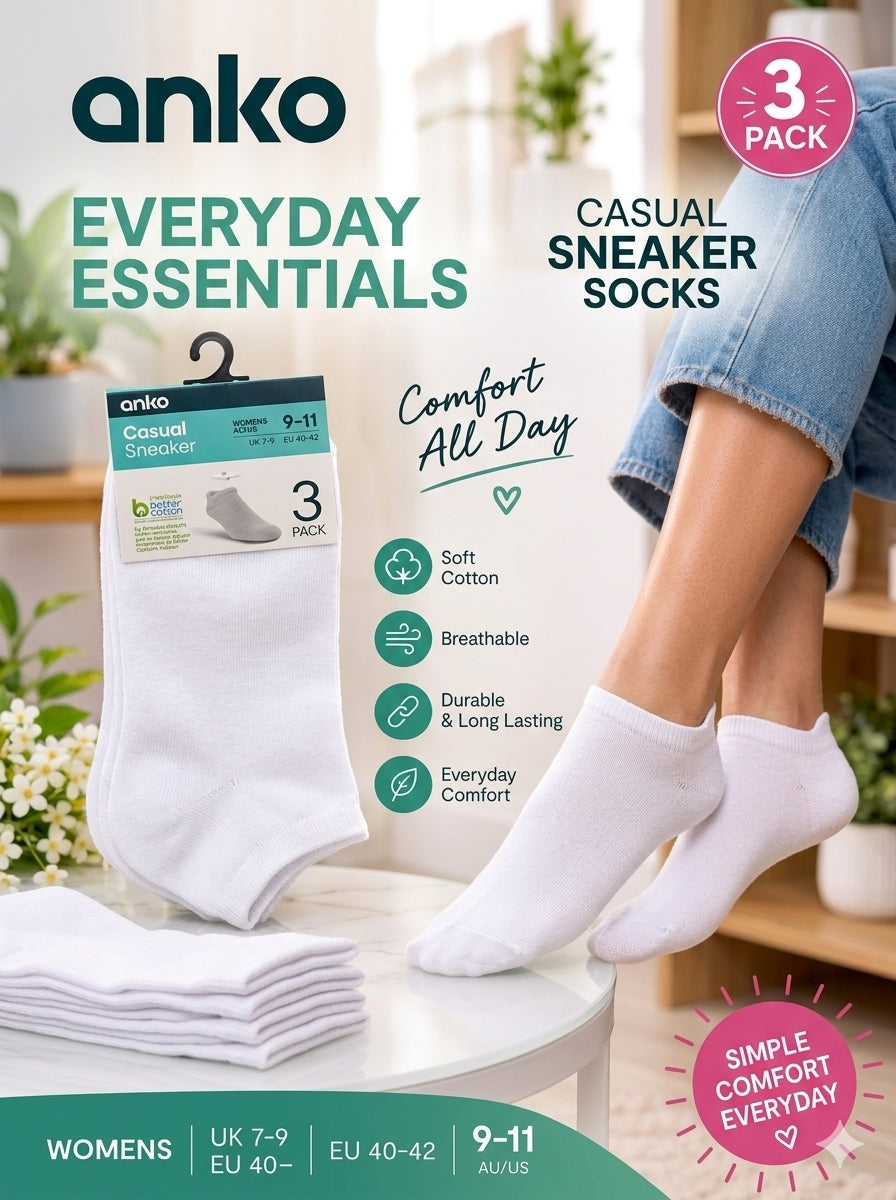 Women's Casual Sneaker Socks (3-Pack)