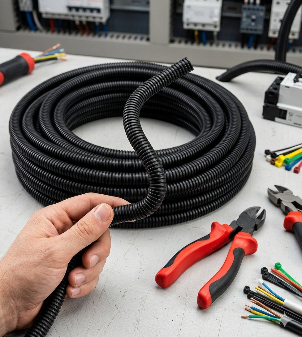Black Flexible Corrugated Cable Sleeve