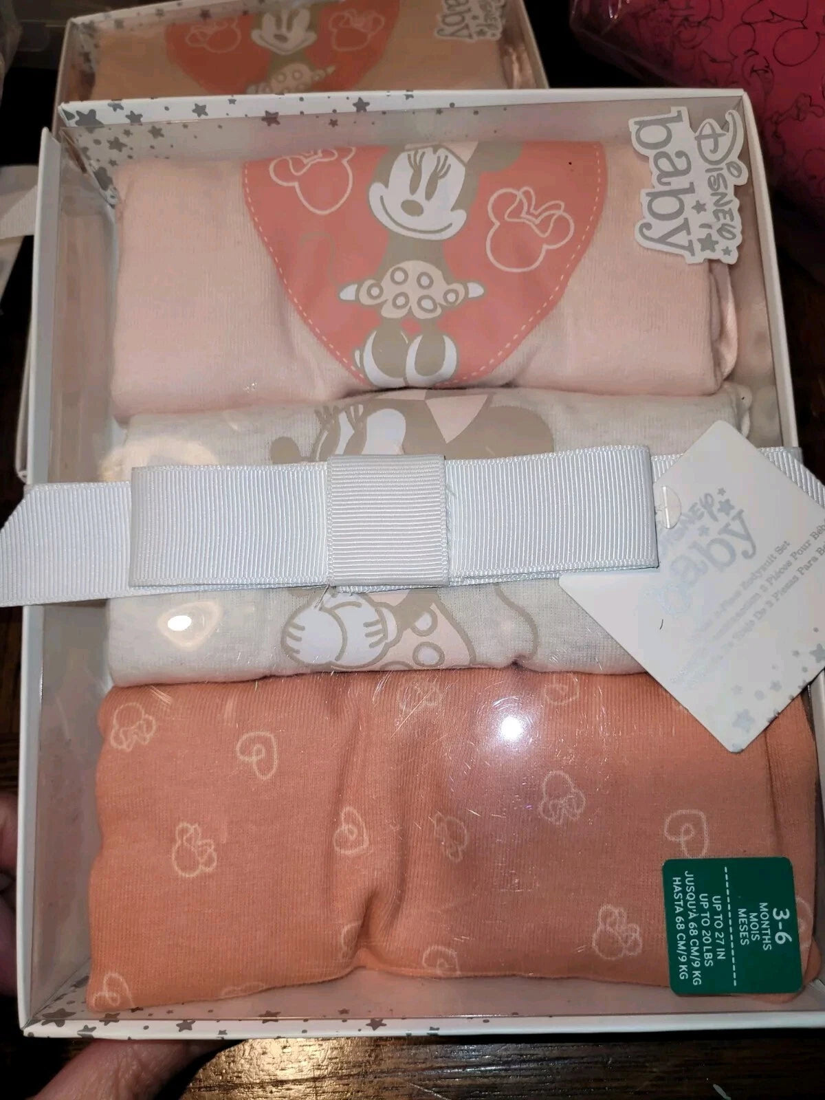 🎀 طقم هدايا ملابس ديزني بيبي ميني ماوس (عبوة من 3 قطع)