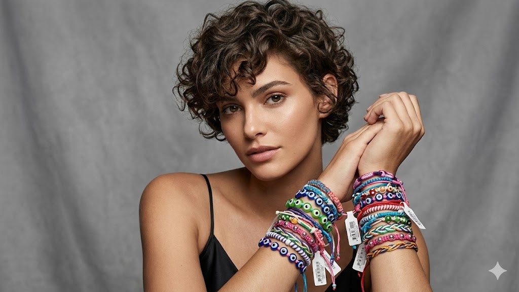 Woven Friendship Bracelets – Beaded Boho Cord evil eye Wristbands